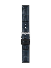 Vista frontal de Correa azul de piel y caucho oficial Tissot 22 mm