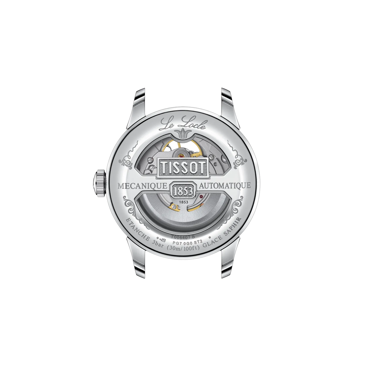 Мужские часы Tissot Le Locle Open Heart 39.3 мм, цвет: Серебряный / Коричневый — фото 2