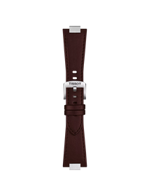 Front view of Tissot Official Brown PRX 35mm Leather Strap