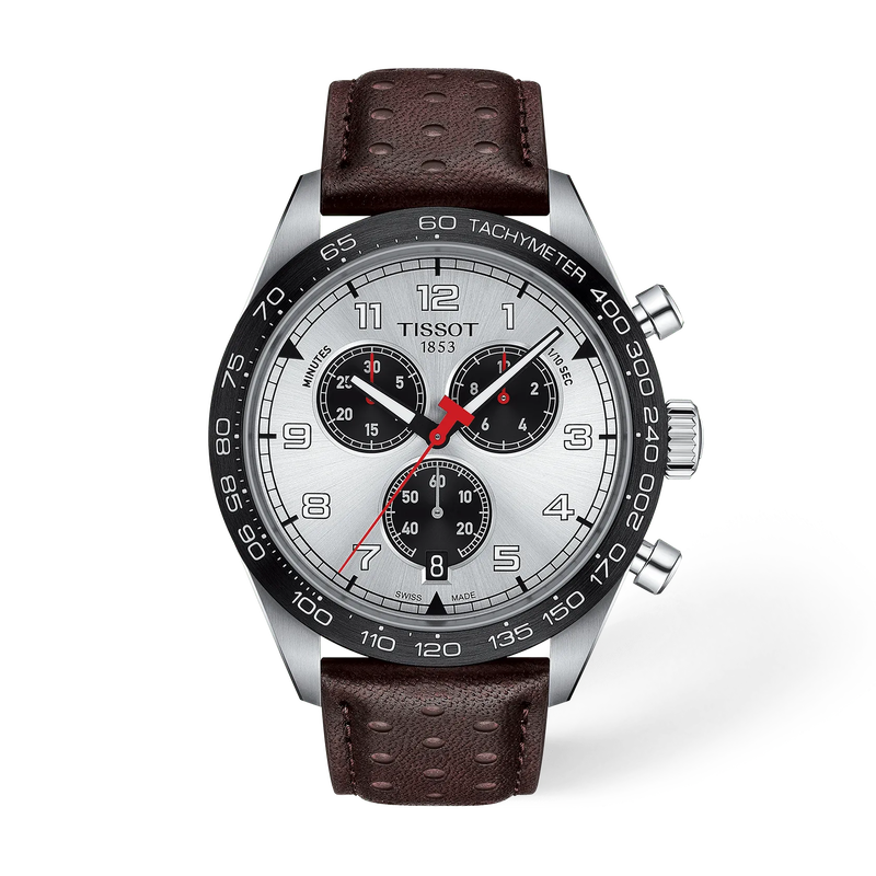 Front view of the watch Tissot PRS 516 45mm with shadow