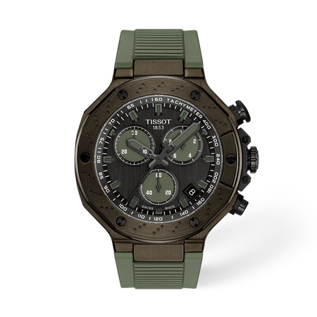 Front view of the watch 天梭競速系列45mm with shadow