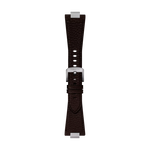Vue de face de Bracelet officiel Tissot PRX cuir marron