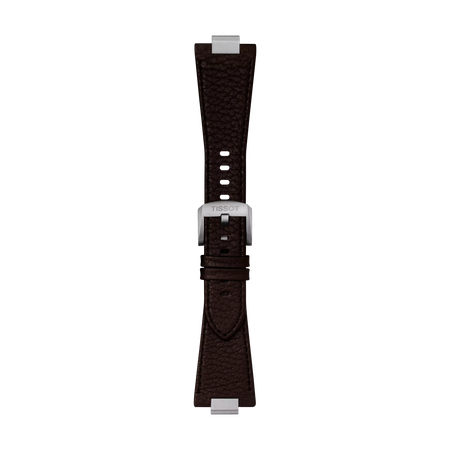 Front view of Tissot Official Brown PRX 40mm Leather Strap