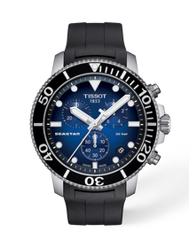 Vorderansicht der Uhr Tissot Seastar 1000 45.5mm mit Schatten