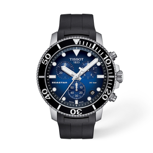 Front view of the watch Tissot Seastar 1000 45.5mm with shadow