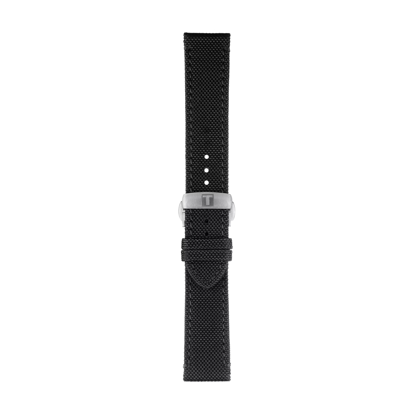 Front view of Tissot Official Black Fabric Strap Lugs 21 mm