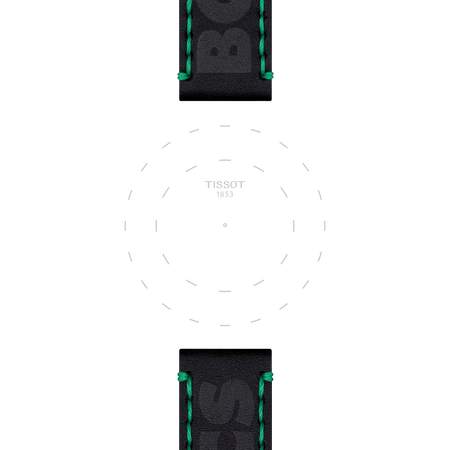 Focus on the lugs of Tissot Official Black Leather Strap Lugs 22 mm