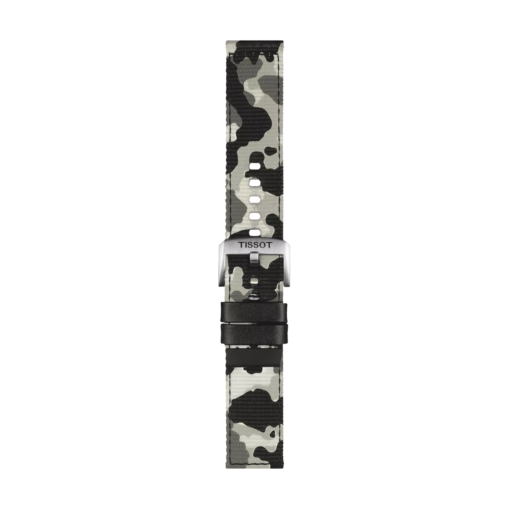 Front view of Bracelet officiel Tissot tissu kaki entre-cornes 22 mm