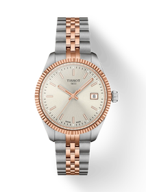 Front view of the watch Tissot Ballade 34mm with shadow