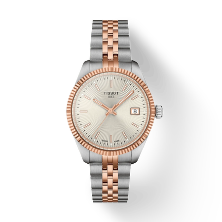 Front view of the watch Tissot Ballade 34mm with shadow