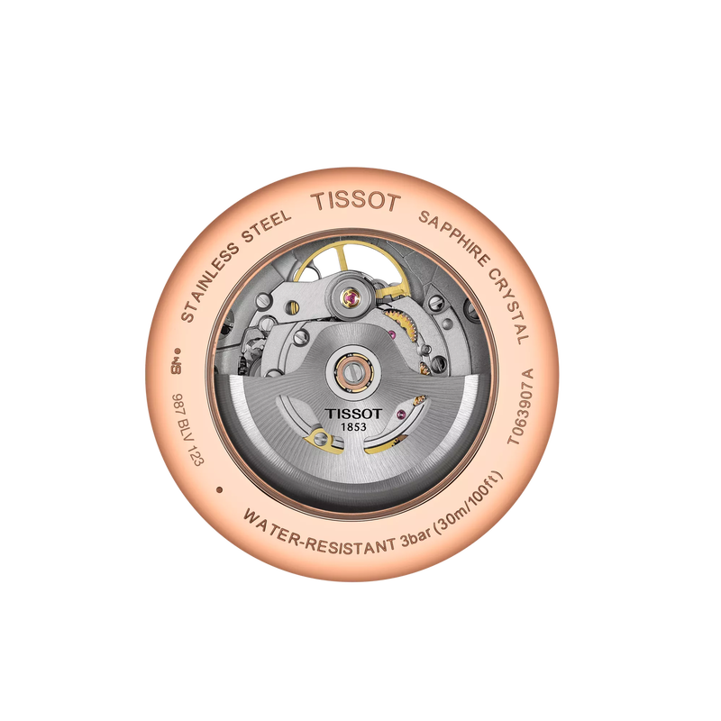Back view of the watch case Tissot Tradition Powermatic 80 Open Heart