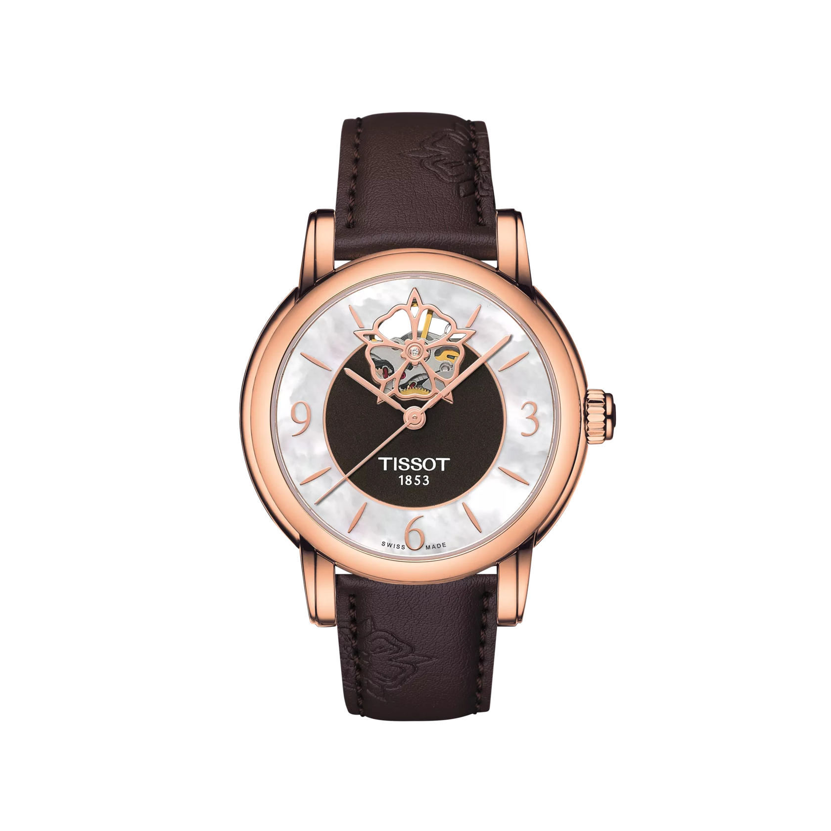 Front view of the watch Tissot Lady Heart Powermatic 80