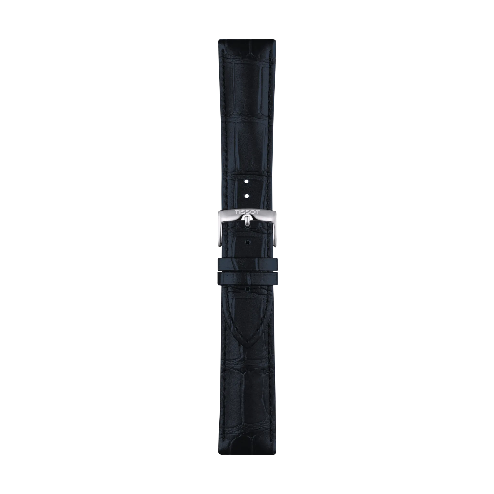 Front view of Tissot Official Blue Leather Strap Lugs 22mm