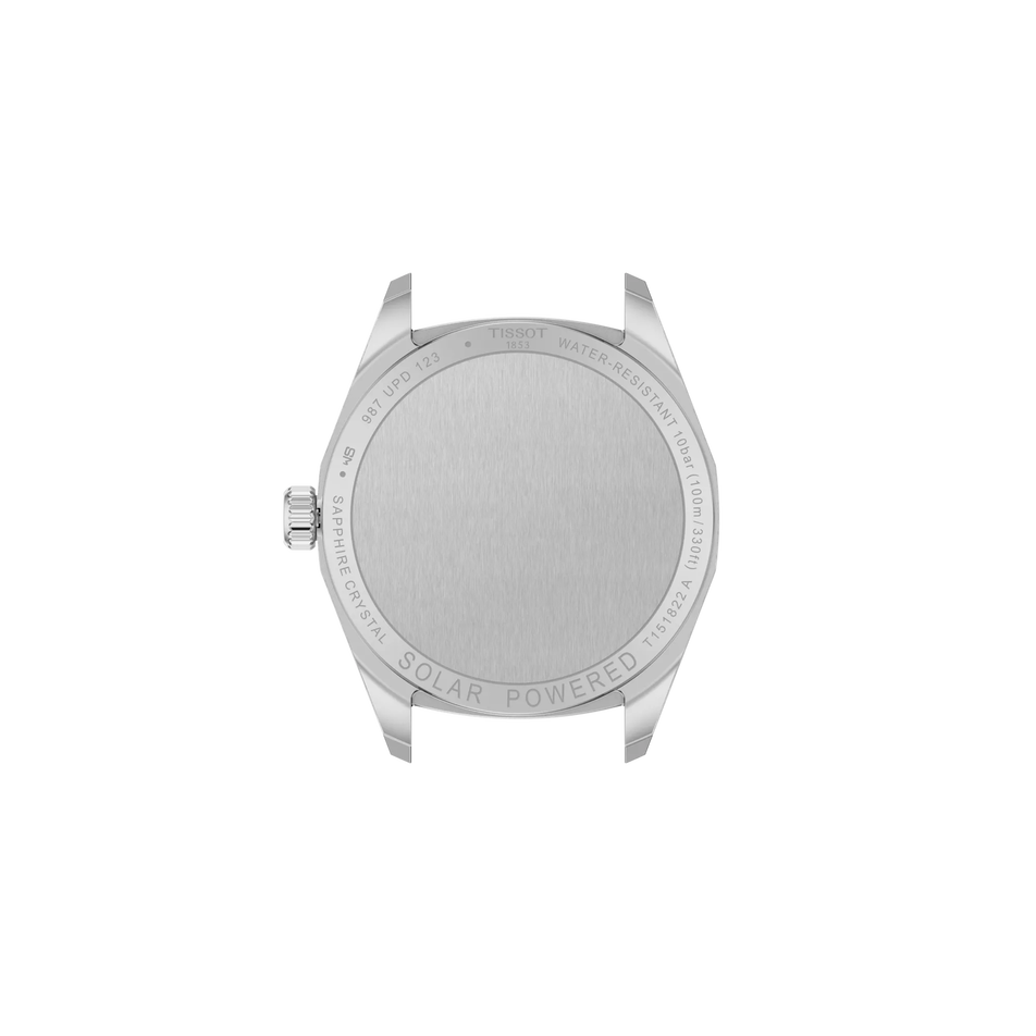 Back view of the watch case Tissot PRC 100 Solar 34mm