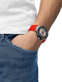 Simulation of the watch Tissot T-Race MotoGP 2026 45mm on a wrist
