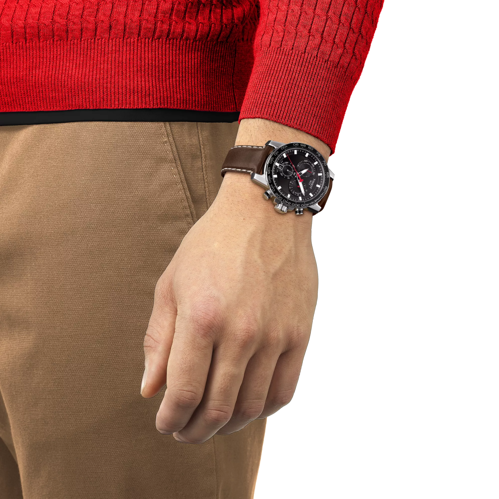 Simulation of the watch Tissot Supersport Chrono on a wrist