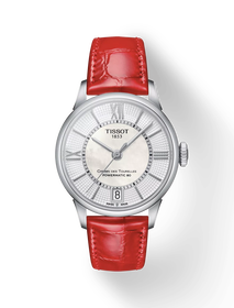 Vue de face de la montre Tissot Chemin des Tourelles Powermatic 80 Lady avec ombre
