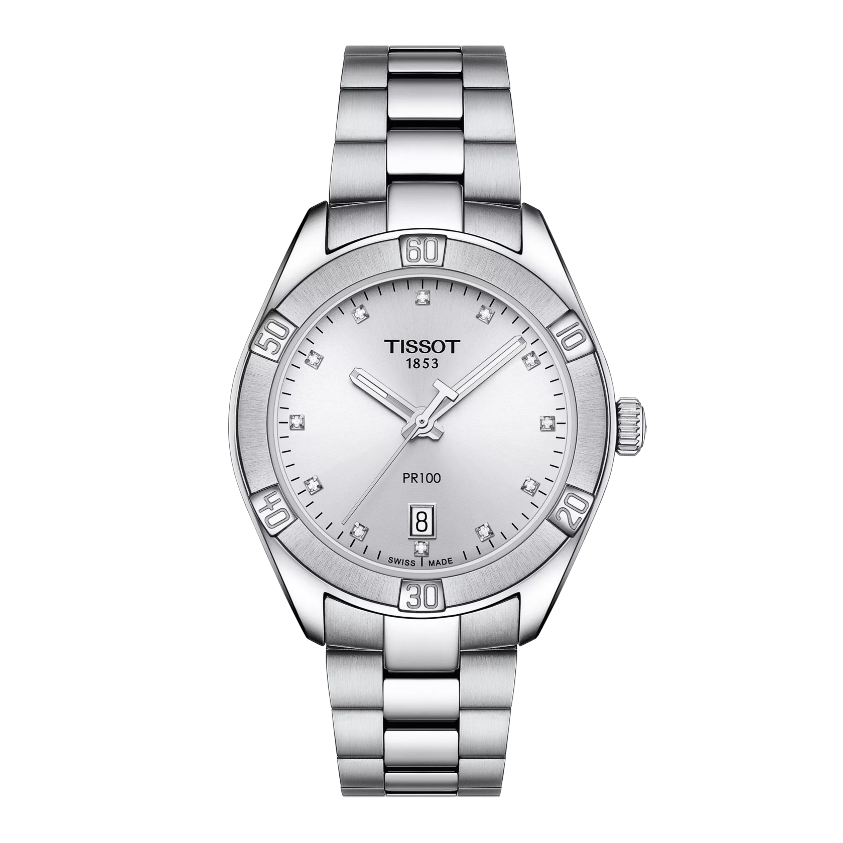 Front view of the watch Tissot PR 100 Sport Chic