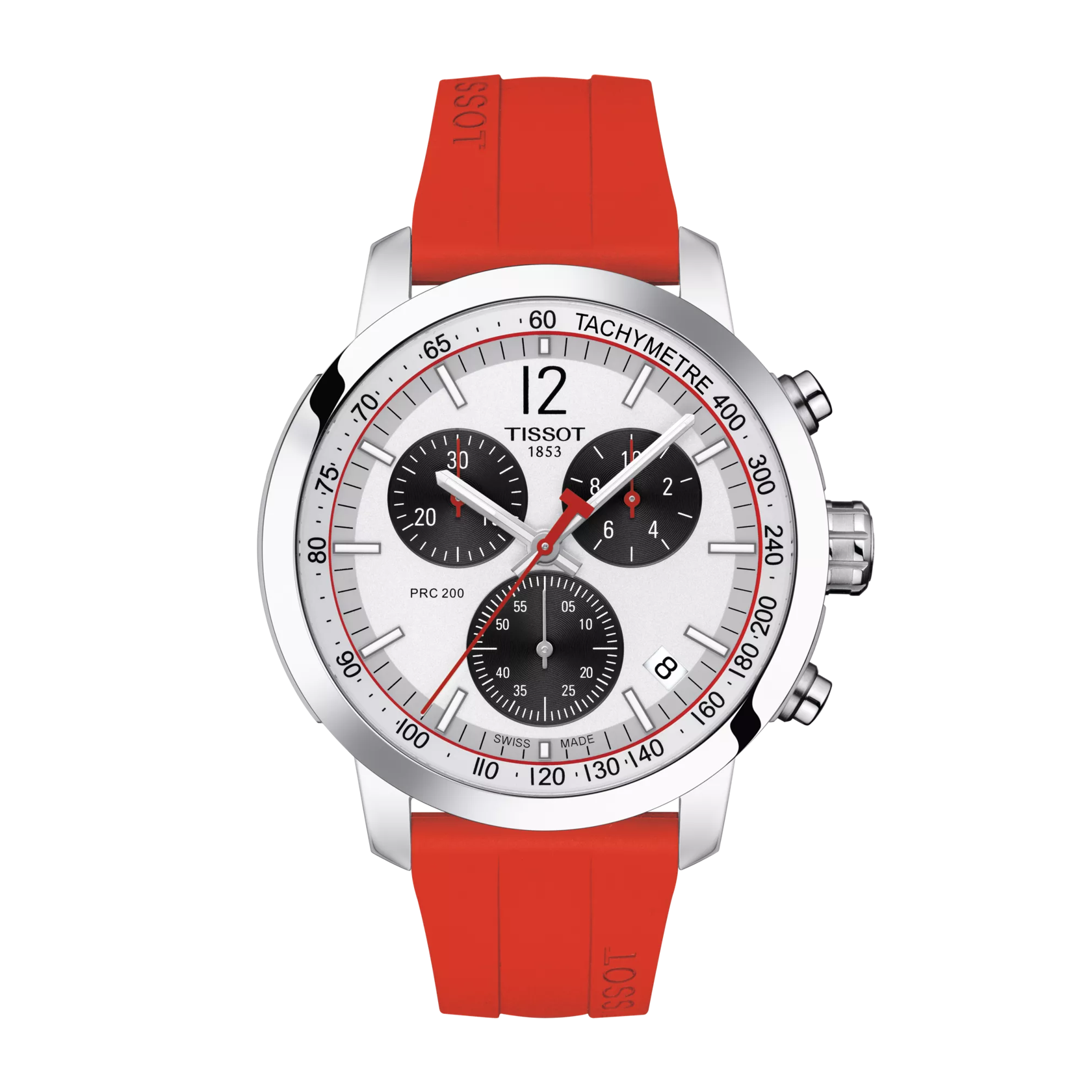 Front view of the watch Tissot PRC 200 Chronograph