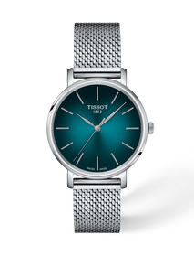 Front view of the watch Tissot Everytime 34mm with shadow