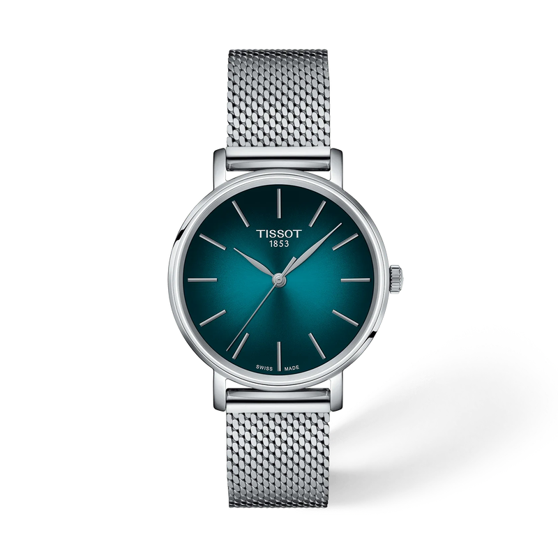 Front view of the watch Tissot Everytime 34mm with shadow