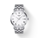 Front view of the watch Tissot Classic Dream 42mm with shadow