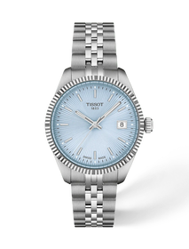 Vista frontal del reloj Tissot Ballade 34mm con sombra