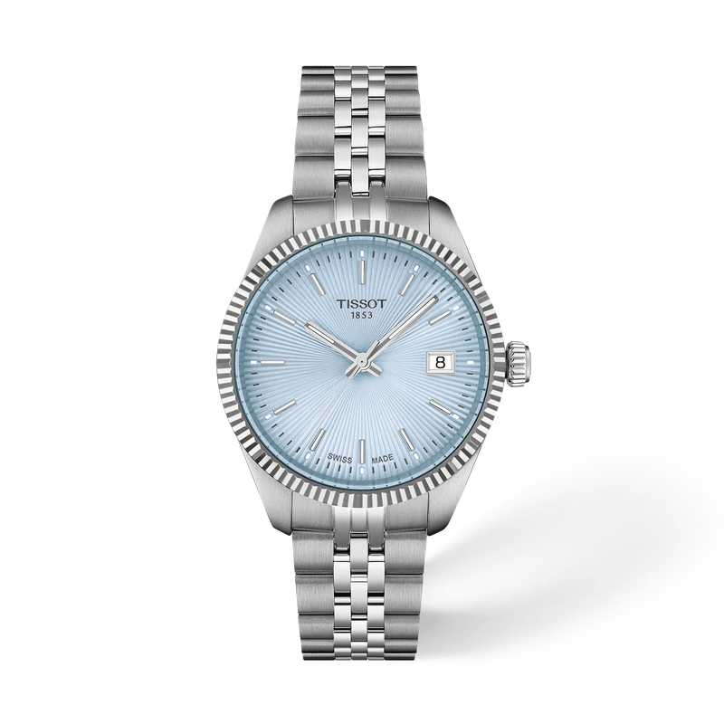 Front view of the watch Tissot Ballade 34mm with shadow