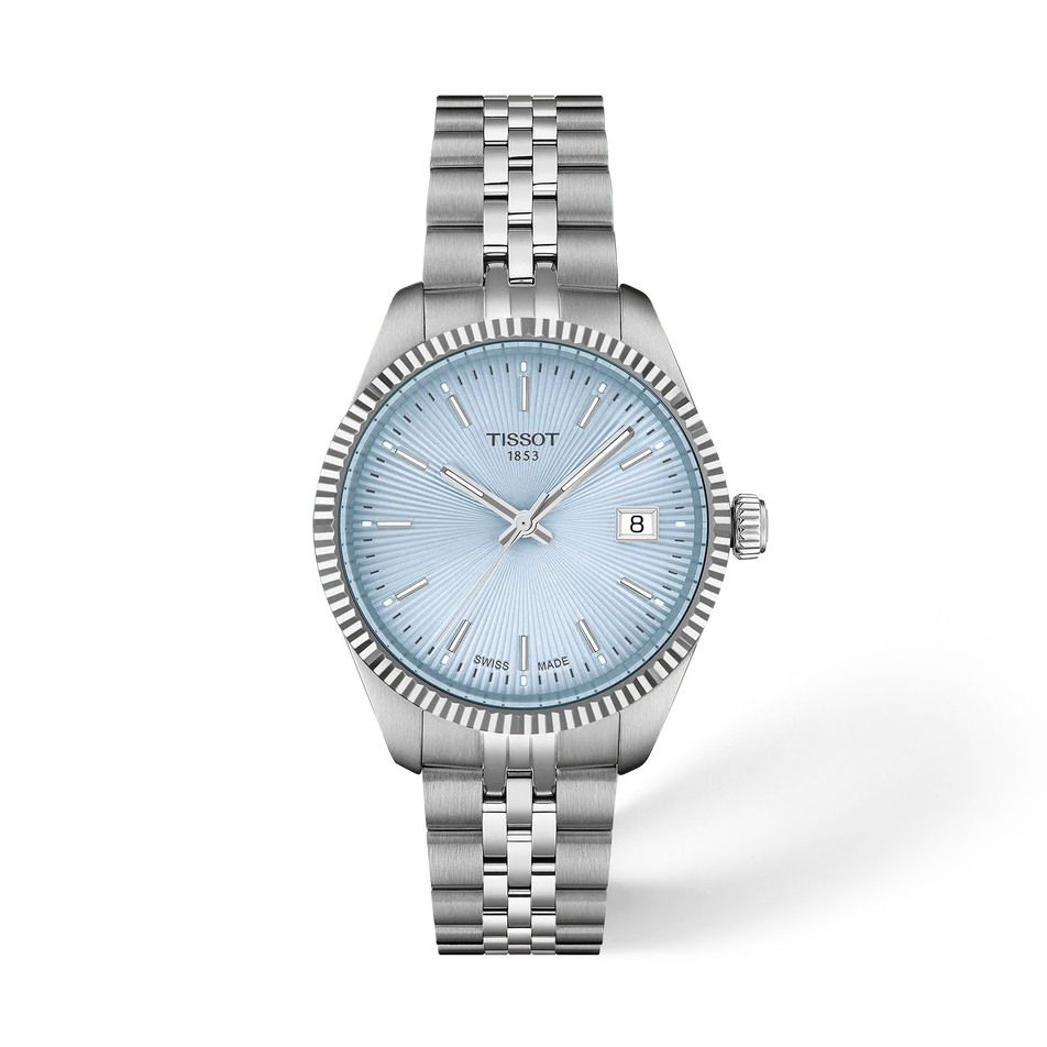 Vorderansicht der Uhr Tissot Ballade 34mm mit Schatten