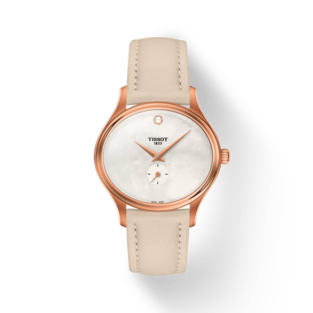 Front view of the watch Tissot Bella Ora with shadow