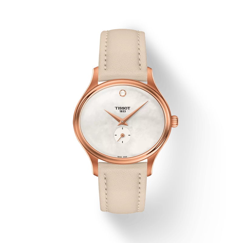 Front view of the watch Tissot Bella Ora with shadow