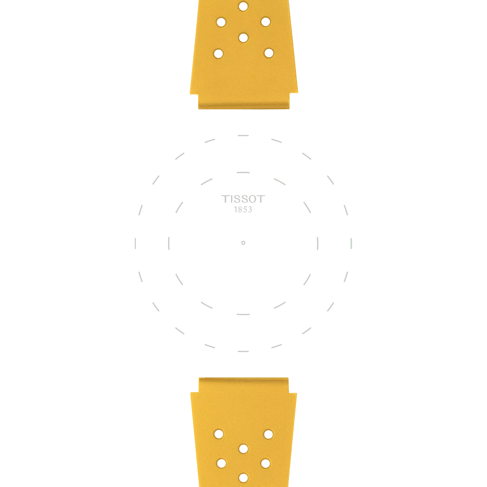 Focus on the lugs of Tissot Official Yellow Sideral Rubber Strap