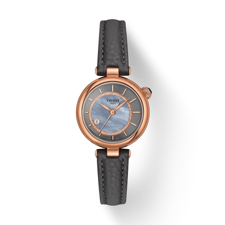 Front view of the watch Tissot D&eacute;sir 28mm with shadow