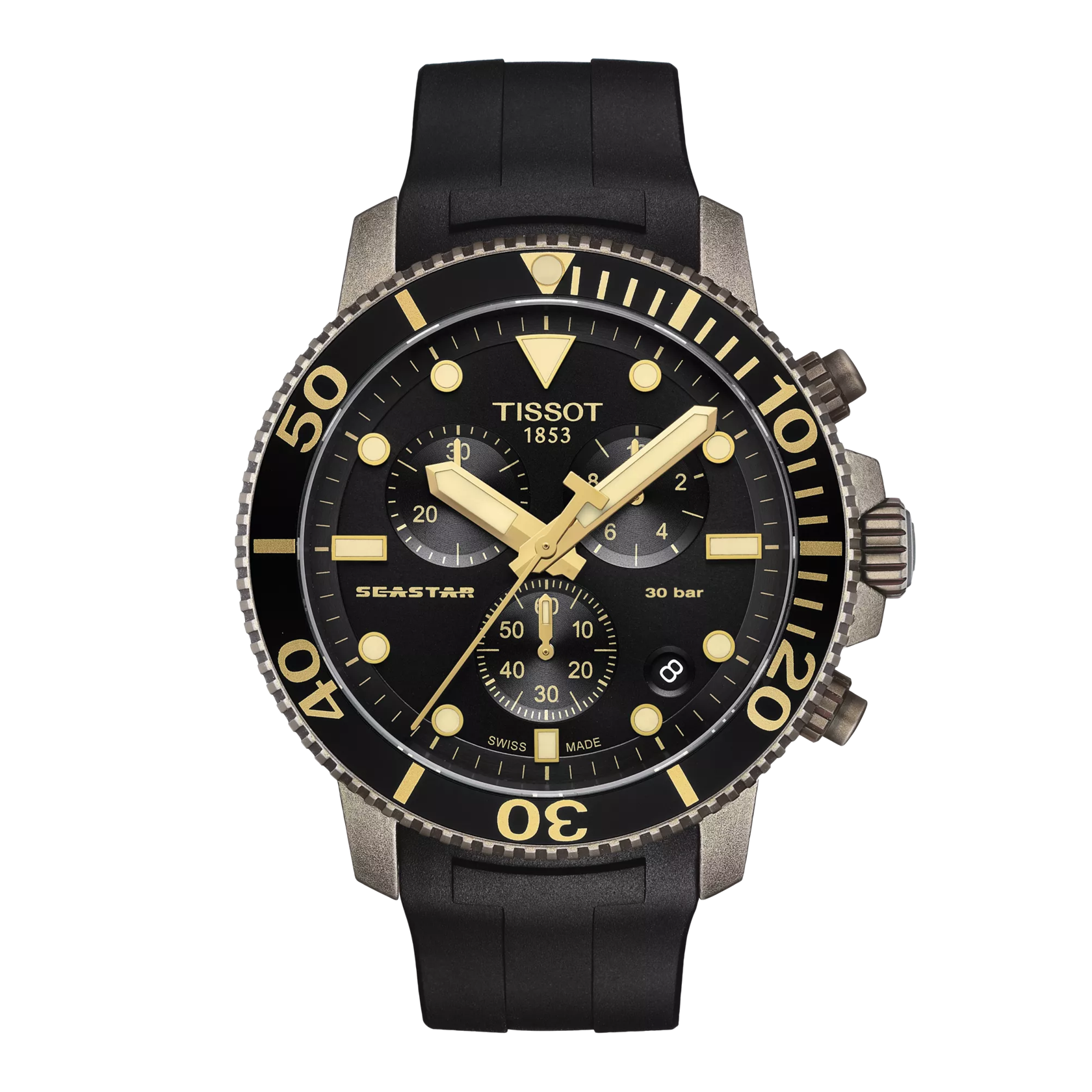 Front view of the watch Tissot Seastar 1000 Chronograph