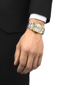 Simulation of the watch Tissot Gentleman Gold Bezel 40mm on a wrist