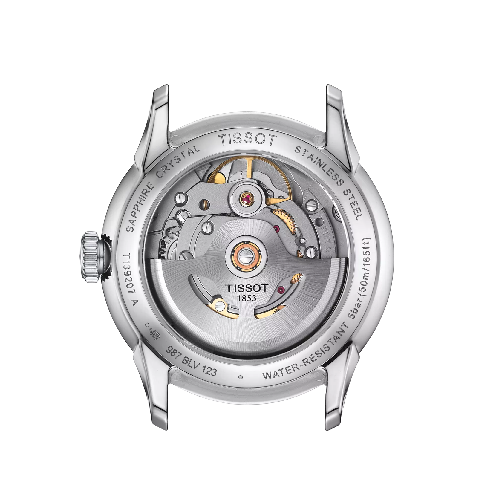 Back view of the watch case Tissot Chemin des Tourelles Powermatic 80 34 mm