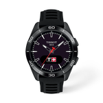 Vue de face de la montre Tissot T-Touch Connect Sport 43.75mm avec ombre