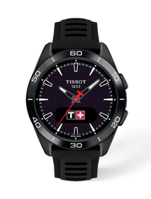 Front view of the watch Tissot T-Touch Connect Sport 43.75mm with shadow