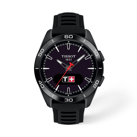 Front view of the watch Tissot T-Touch Connect Sport 43.75mm with shadow