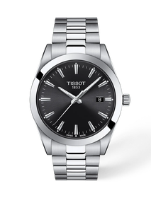 Front view of the watch Tissot Gentleman 40mm with shadow
