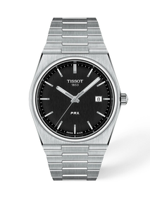 Front view of the watch Tissot PRX 40mm with shadow