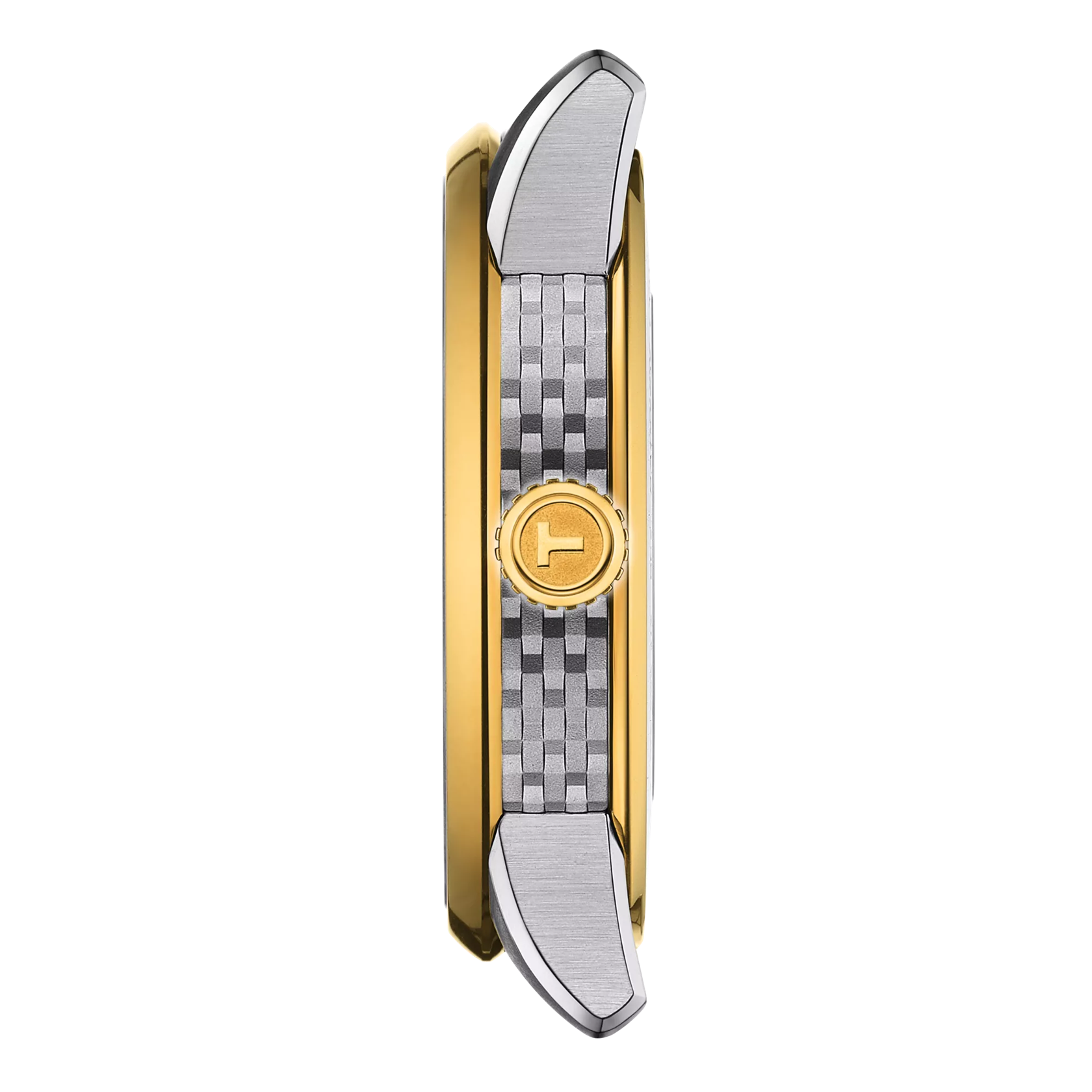 Profile view of the watch case Tissot Luxury Powermatic 80