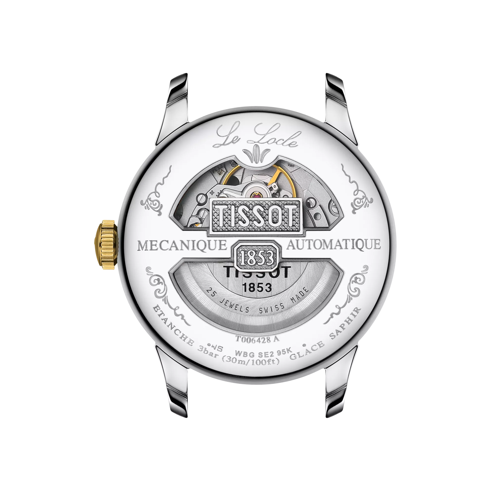 Back view of the watch case Tissot Le Locle Automatique Petite Seconde