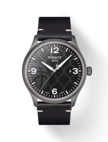 Front view of the watch Tissot Gent XL 3x3 Street Basketball 42mm with shadow