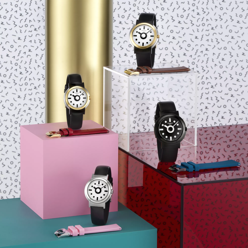 Tissot Heritage Memphis Lady watch on a colored background