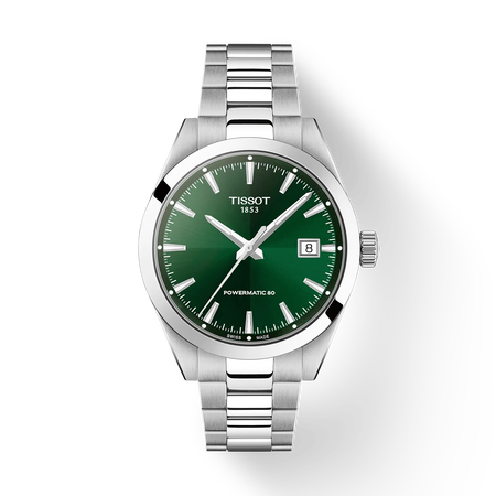 Front view of the watch Tissot Gentleman 38mm with shadow