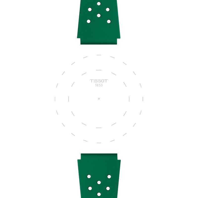 Focus on the lugs of Tissot Official Green Sideral Rubber Strap