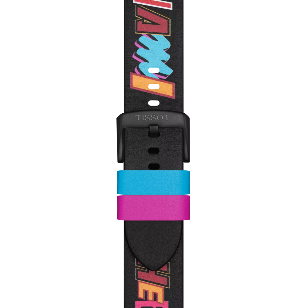 Zoom sur Bracelet Officiel Tissot Cuir Noir Entre-cornes 22 mm