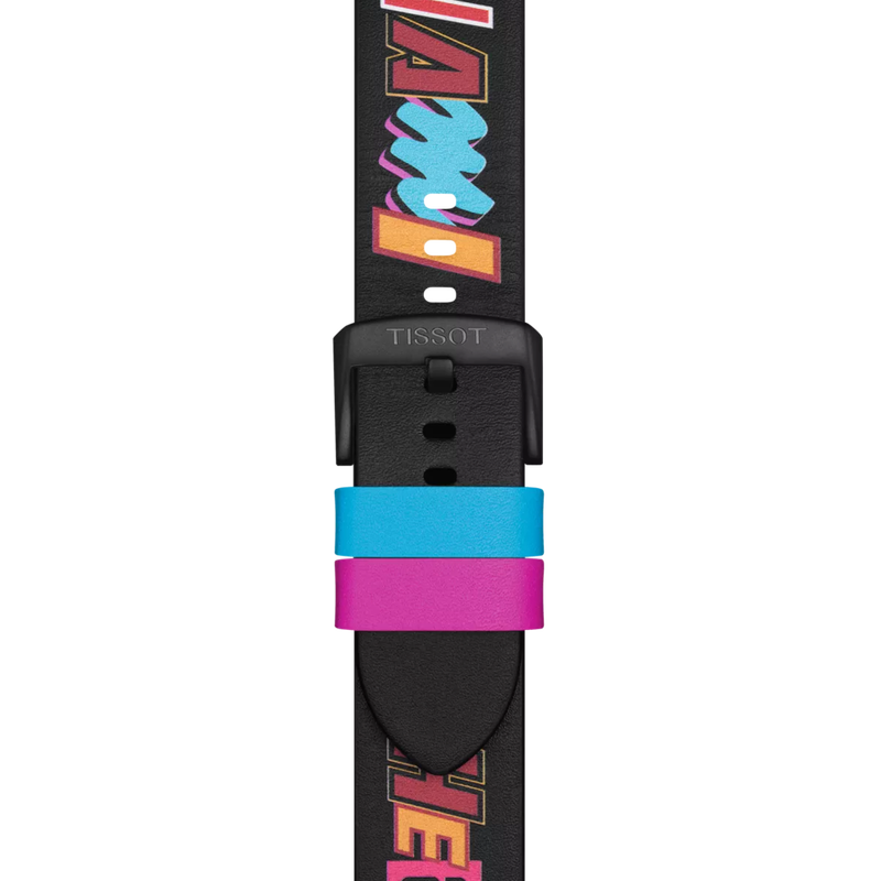 Zoom sur Bracelet Officiel Tissot Cuir Noir Entre-cornes 22 mm