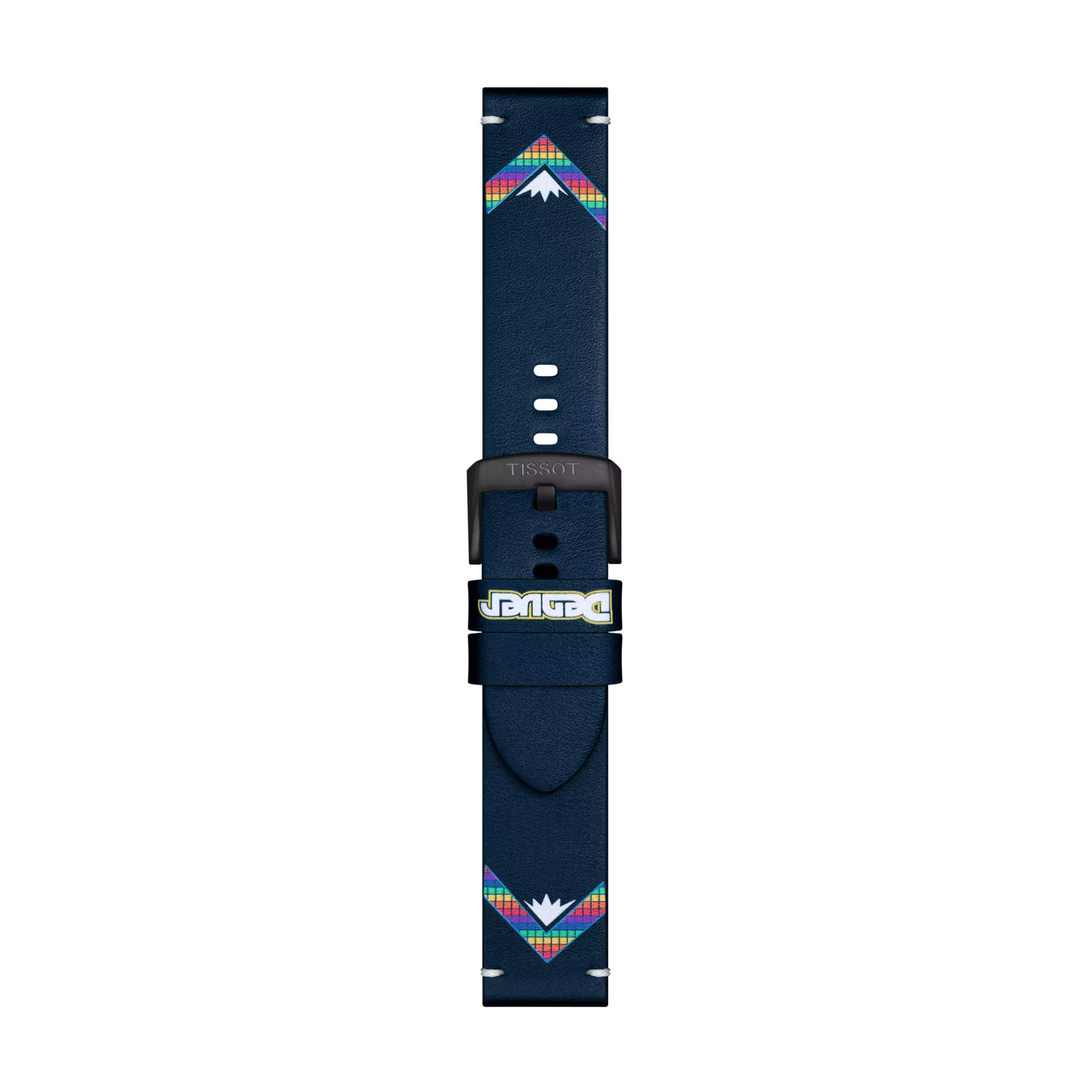 Front view of Tissot Official Blue Leather Strap Lugs 22 mm